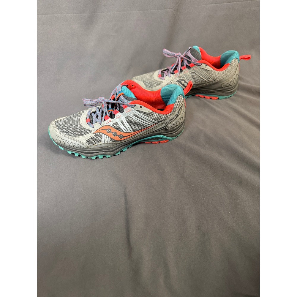 Saucony Excursion TR10 Grey Coral Teal Trail Running Shoes Women's Size 9.5 - Picture 5 of 7